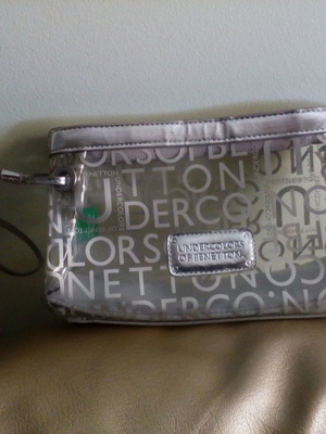 Benetton silver makeup bag new
