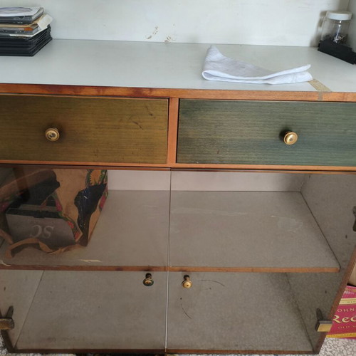 Professional Shelf Display 100x195 cm used, wooden with drawers