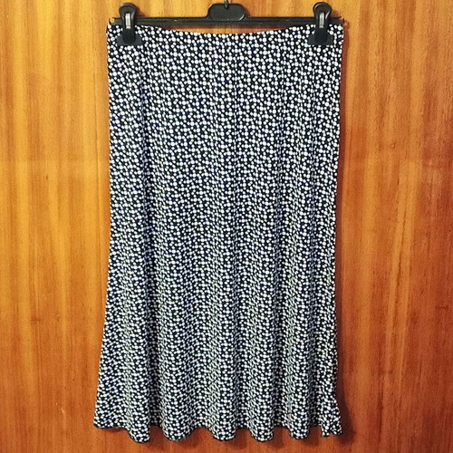 Volume One midi floral skirt, black and white, A-line