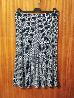 Volume One midi floral skirt, black and white, A-line