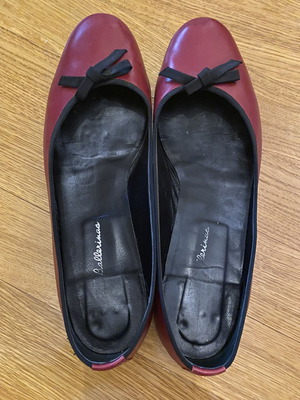 Ballerinas leather used, burgundy size 40 branded