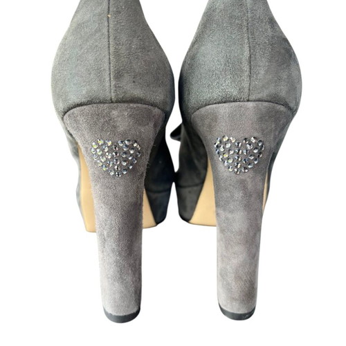Twin-Set Simona Barbieri suede leather women's heels size 38 new gray