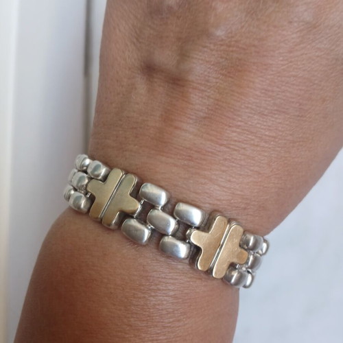 925 silver and 585 gold bracelet, 18 cm, 32 g, Follei Folli