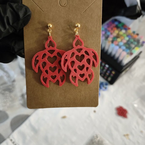 Red Turtle Earrings 3D print made to order