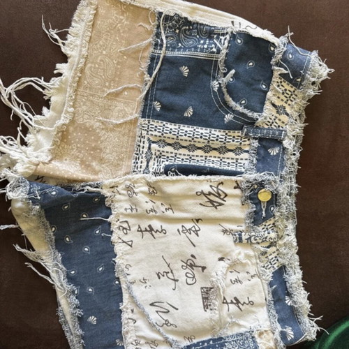 Shein Patchwork Bandana Denim Shorts Size M Brand New