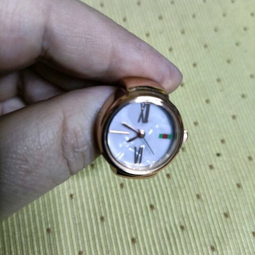 Vintage mini women's ring watch new, white pink