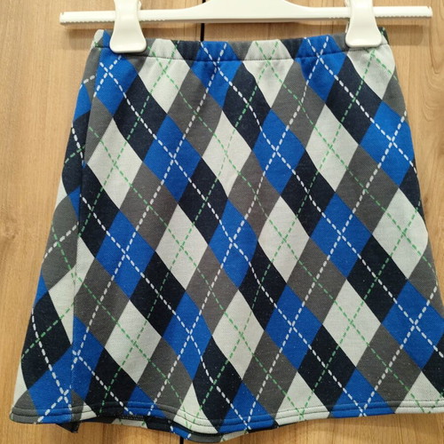 Benetton Y2K argyle mini skirt blue grey S