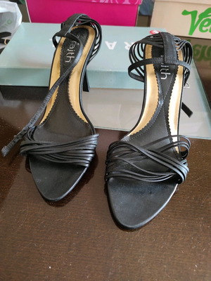 Faith sandals used, black with straps, size 39
