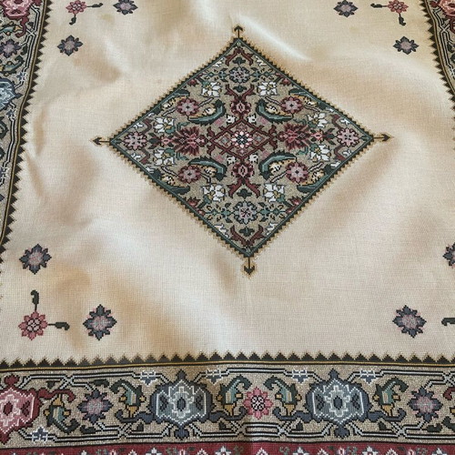 Handmade square with golden lace like new