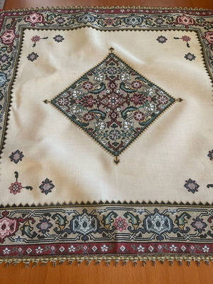 Handmade square with golden lace like new