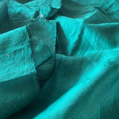 Cotton fabric green new with Mercedes logo and car