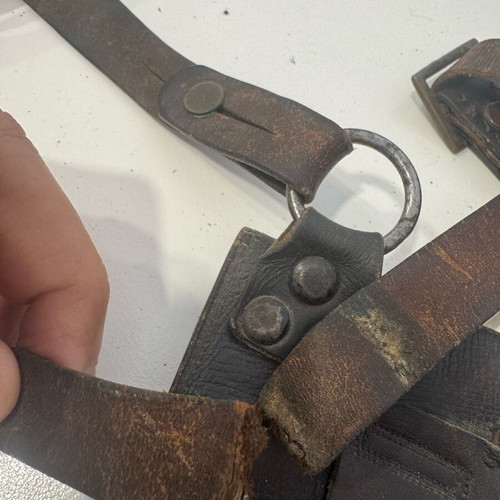 Leather hunter's case used, vintage with strap