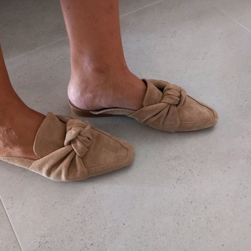 Zara mule beige suede with knot like new, size 37