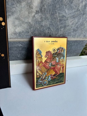 Saint Demetrios icon used, gilded, 15 x 20cm