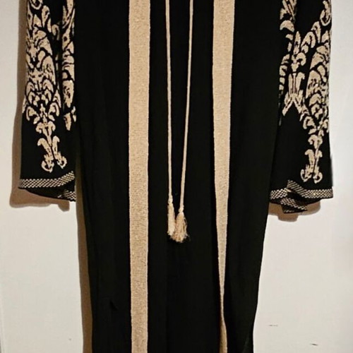 Aggel Knitwear Black Long Dress New With Gold Embroidery