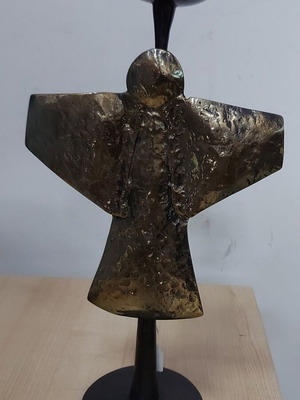 Monofoto brass candlestick angel new, hammered figure