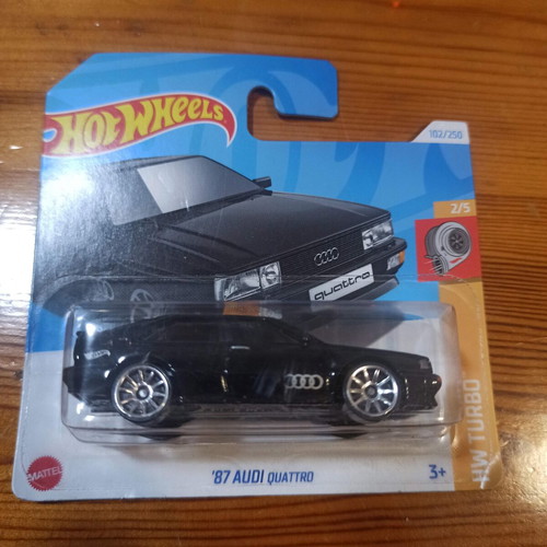 Hot Wheels '87 Audi Quattro Black HW Turbo Short Card new sealed