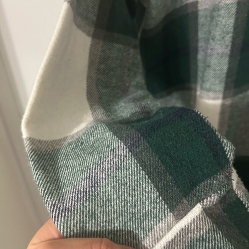 Plaid wool thin jacket like new, size medium, white and green
