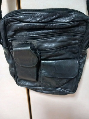 Women's crossbody bag used, black with multiple compartments