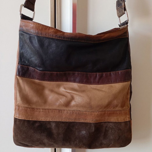Crossbody bag made of suede used with signs of wear