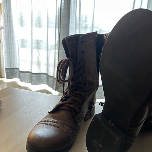 Steve Madden Troopa brown leather combat boots used, size 38