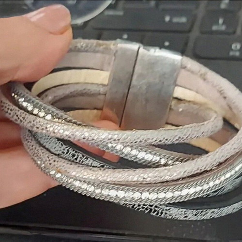 Multilayer bracelet with magnetic clasp restored, steel
