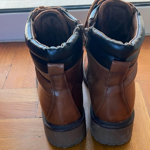 Brown boots used with laces and zipper