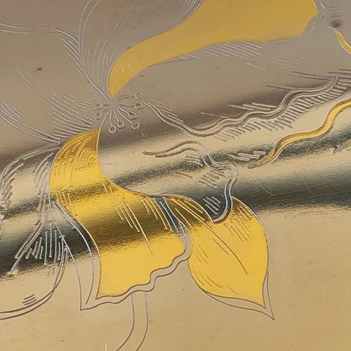 Serving tray like new, stainless steel with 24K gold leaf
