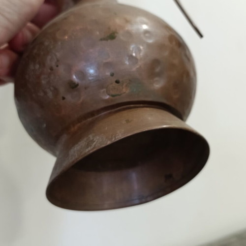 Handmade old copper jug used, 21 cm height