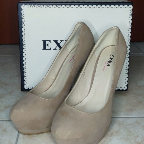 Beige suede pumps used, size 40, 14 cm heel