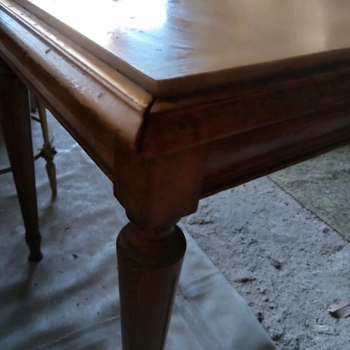 Coffee table with wooden base and marble top used
