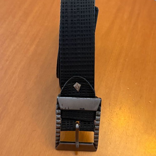 Leather Men's Belt with Metal Buckle, Like New, Black, Size 75