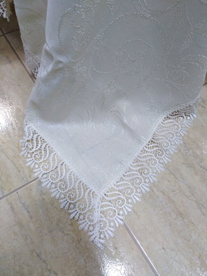 Jacquard tablecloth champagne color with lace 1.60x1.80