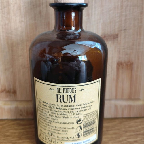Mr. Finton's Rum 500ml used, nearly full collectible bottle