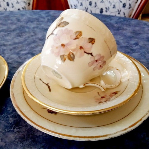 Vintage set of two Danish Kobenhavns Maleri porcelain cups 1930