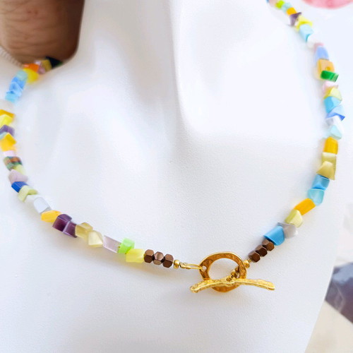 Women's Necklace with Semi-Precious Stones New, Stainless Steel