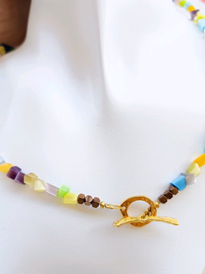 Women's Necklace with Semi-Precious Stones New, Stainless Steel