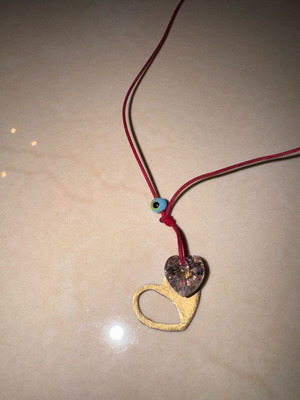 Heart necklace with evil eye, like new, gold plated