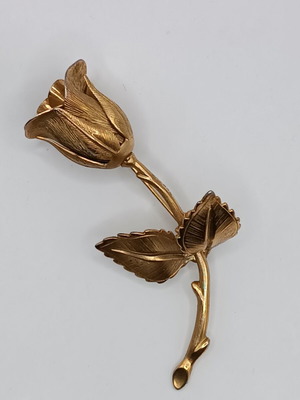 Giovanni vintage rose brooch, gold plated metal