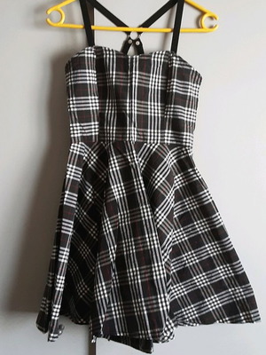 Taffeta 50s dress short checkered like new, black and white