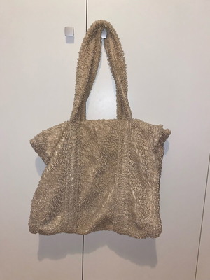 Stradivarius fur shoulder bag used, beige