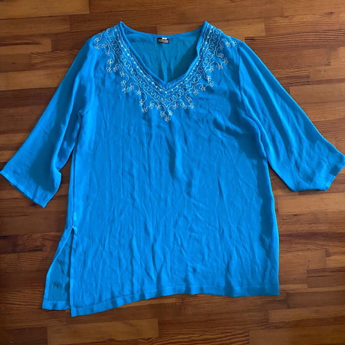 Kaftan blouse large turquoise like new