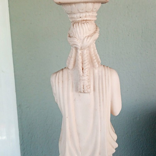 Large Caryatid statue used, made of alabaster