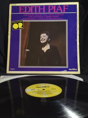 Edith Piaf vinyl record used, tape on cover
