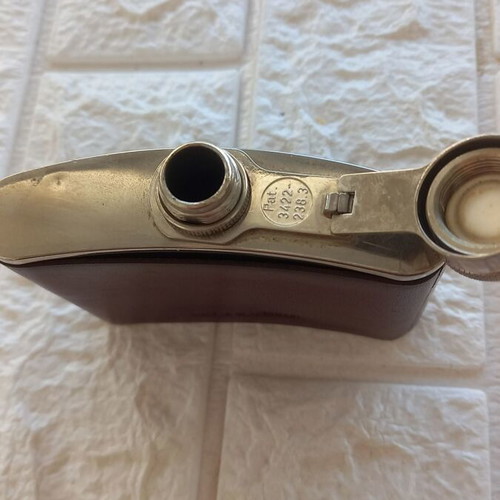 Flask with leather cover like new, 6 oz capacity