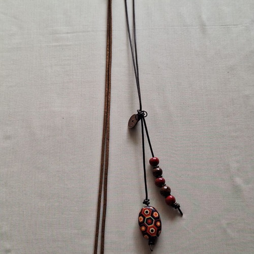 Minimal Boho Necklace Set with Leather Cord, like new