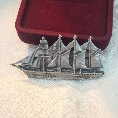 Almirante Saldanha Sterling Silver Brooch used, antique