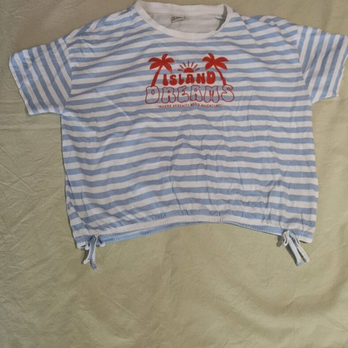 Lc Waikiki T-shirt 9-10 years used, white with blue stripes