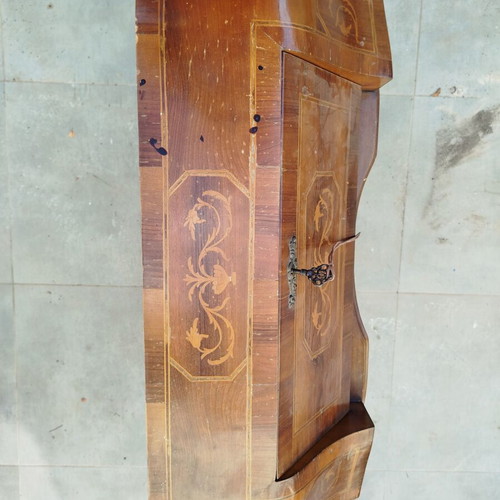 French Secretary Desk used, solid wood with marquetry and brass handles