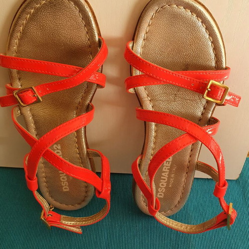 Dsquared2 sandals for girls size 33 used, orange and gold leather